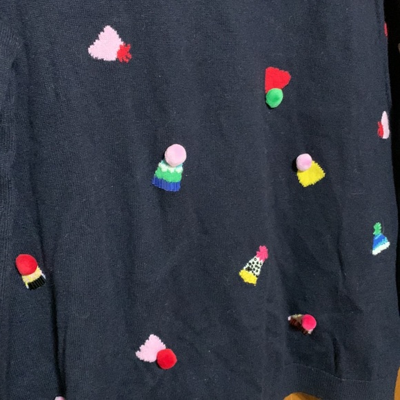 TALBOTS- NAVY BLUE, LIGHTWEIGHT SWEATER W/TOBOGGAN’S (2Xp) - Picture 2 of 6